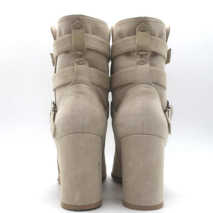 Gianvito Rossi Buckled Ankle Boots Beige Suede Size 39