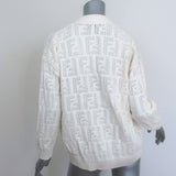 Fendi Forever Fendi Perforated Logo Cardigan Cream Cotton-Blend Size 38