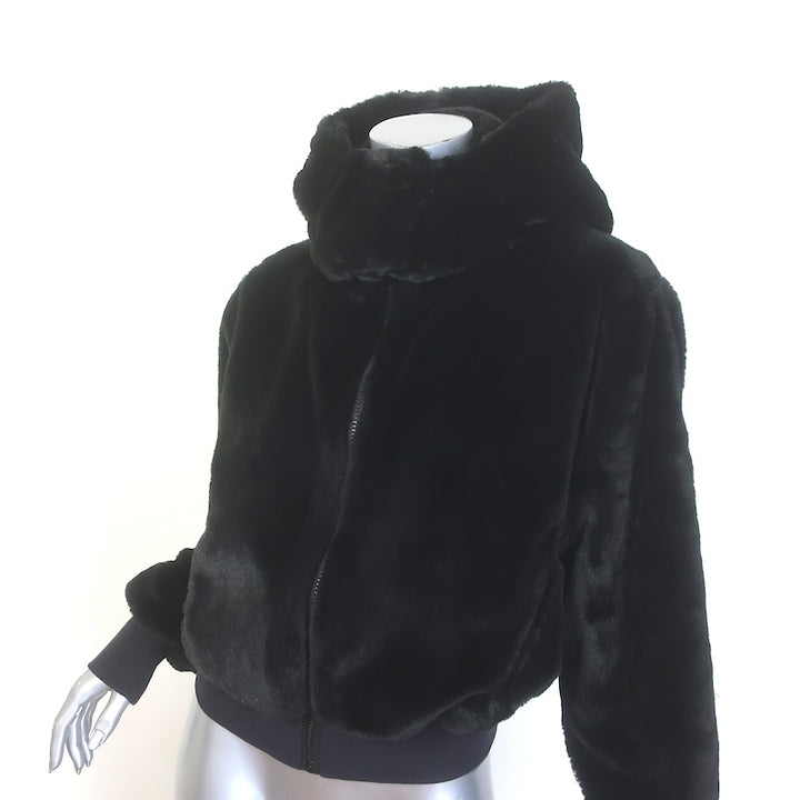 Alo Yoga Foxy Faux Fur Hooded Jacket Black Size Extra Small