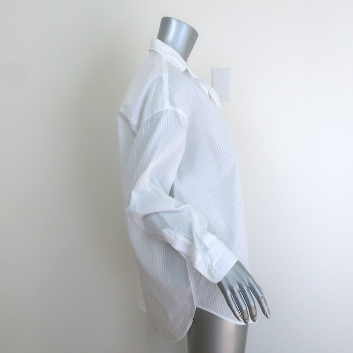 Frank &amp; Eileen Shirley Oversized Button-Up Shirt White Stripe Size Extra Small