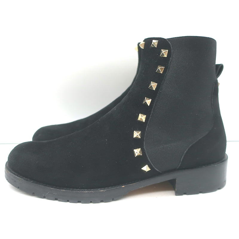 Valentino Rockstud Chelsea Boots Black Suede Size 38 Flat Ankle Boots