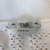 Fendi Forever Fendi Perforated Logo Cardigan Cream Cotton-Blend Size 38