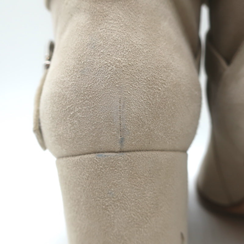 Gianvito Rossi Buckled Ankle Boots Beige Suede Size 39