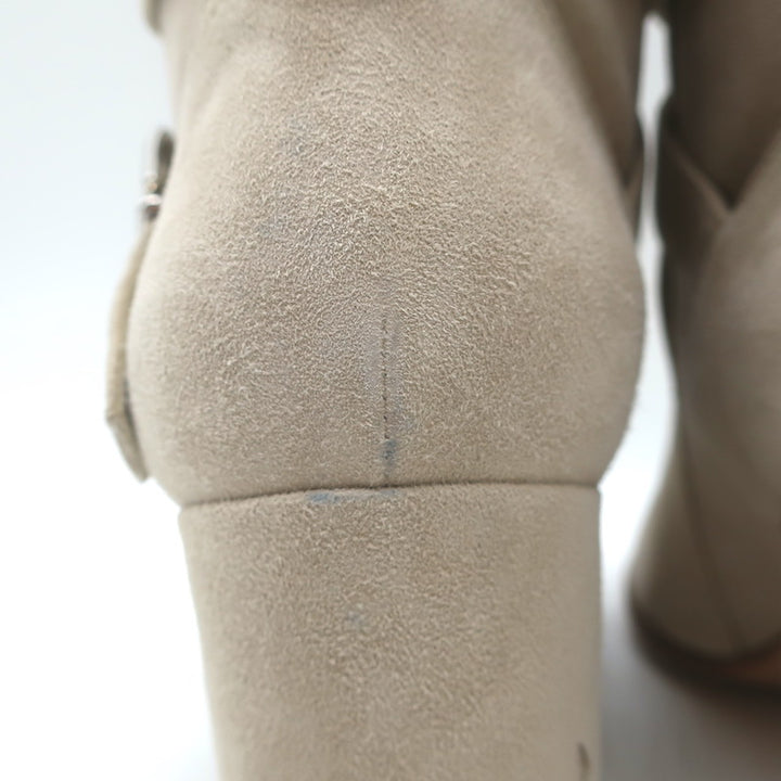 Gianvito Rossi Buckled Ankle Boots Beige Suede Size 39