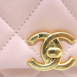 Chanel Pink Mini Flap Bag Lambskin Quilted CC Crystal Logo Chain