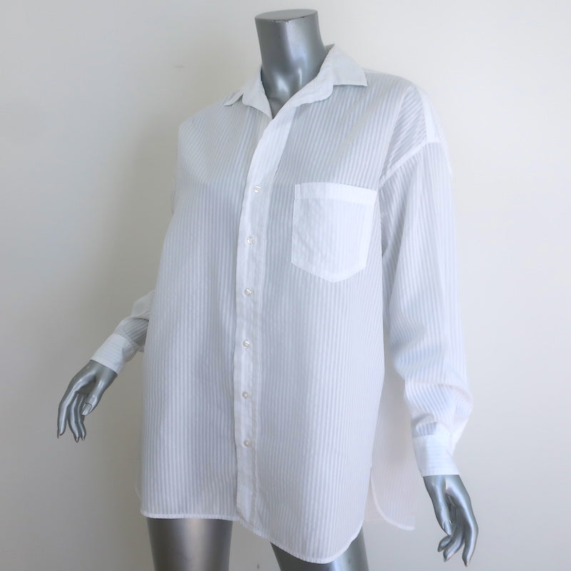 Frank &amp; Eileen Shirley Oversized Button-Up Shirt White Stripe Size Extra Small