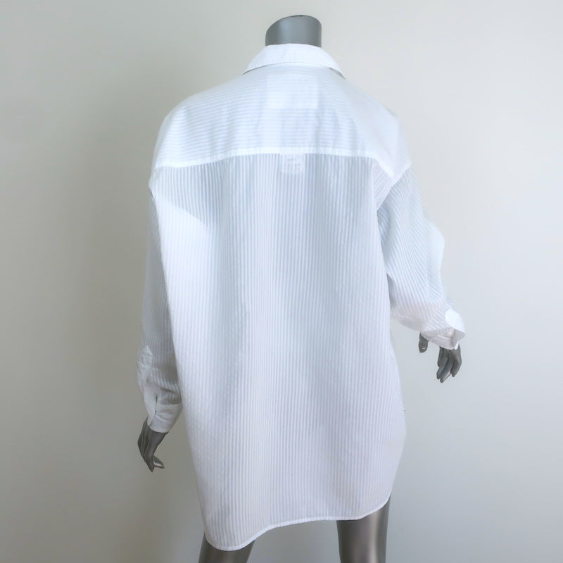 Frank &amp; Eileen Shirley Oversized Button-Up Shirt White Stripe Size Extra Small