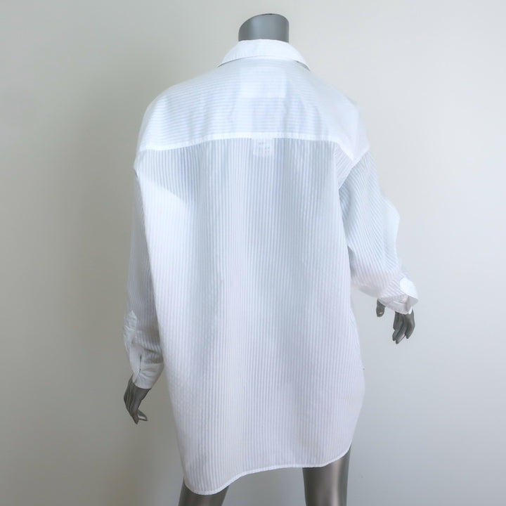 Frank &amp; Eileen Shirley Oversized Button-Up Shirt White Stripe Size Extra Small
