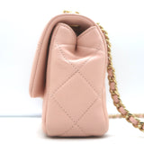 Chanel Pink Mini Flap Bag Lambskin Quilted CC Crystal Logo Chain