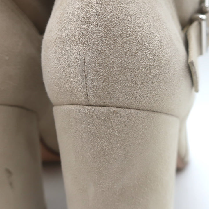 Gianvito Rossi Buckled Ankle Boots Beige Suede Size 39