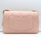 Chanel Pink Mini Flap Bag Lambskin Quilted CC Crystal Logo Chain