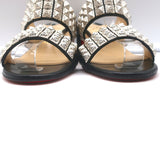 Christian Louboutin Myriadiam Studded Slide Sandals Black Leather Size 38.5 NEW