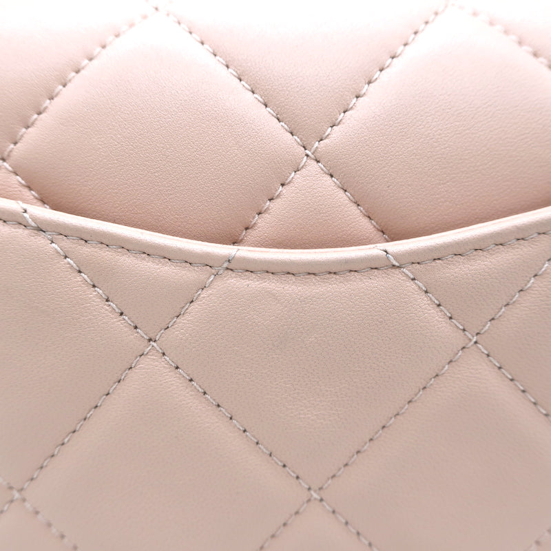 Chanel Pink Mini Flap Bag Lambskin Quilted CC Crystal Logo Chain