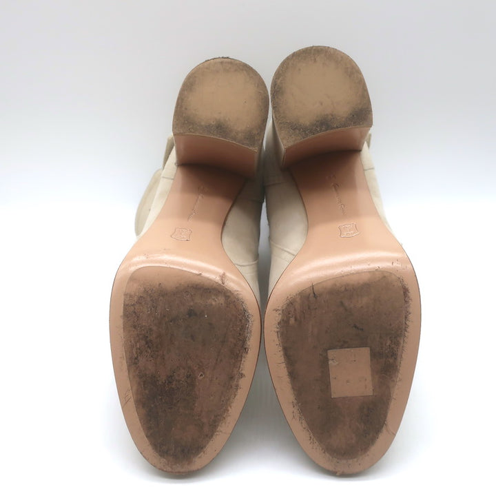 Gianvito Rossi Buckled Ankle Boots Beige Suede Size 39