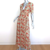 Isabel Marant Etoile Shania Maxi Wrap Dress Beige/Red Floral Print Size 38