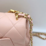 Chanel Pink Mini Flap Bag Lambskin Quilted CC Crystal Logo Chain
