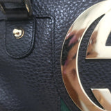 Gucci Web Blondie Interlocking GG Extra Large Bowler Bag Black Leather