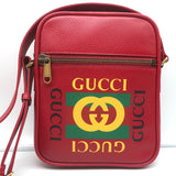 Gucci Logo Print Messenger Bag Red Grained Leather Small Crossbody NEW