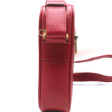 Gucci Logo Print Messenger Bag Red Grained Leather Small Crossbody NEW