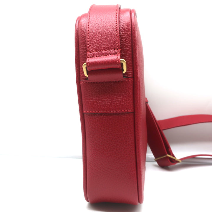 Gucci Logo Print Messenger Bag Red Grained Leather Small Crossbody NEW