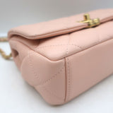 Chanel Pink Mini Flap Bag Lambskin Quilted CC Crystal Logo Chain