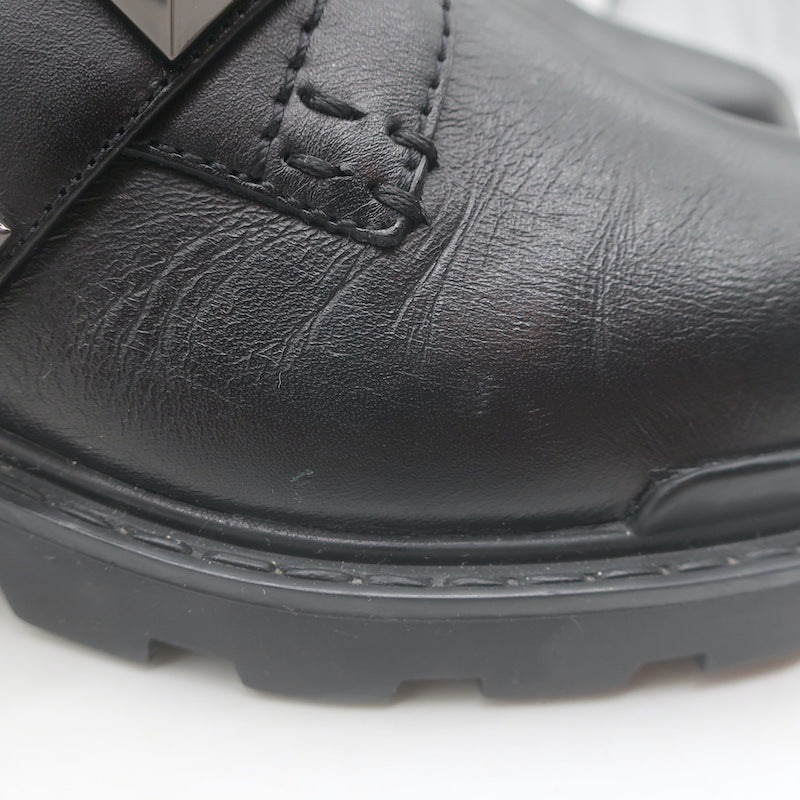 Valentino Roman Stud Combat Boots Black Leather Size 38.5