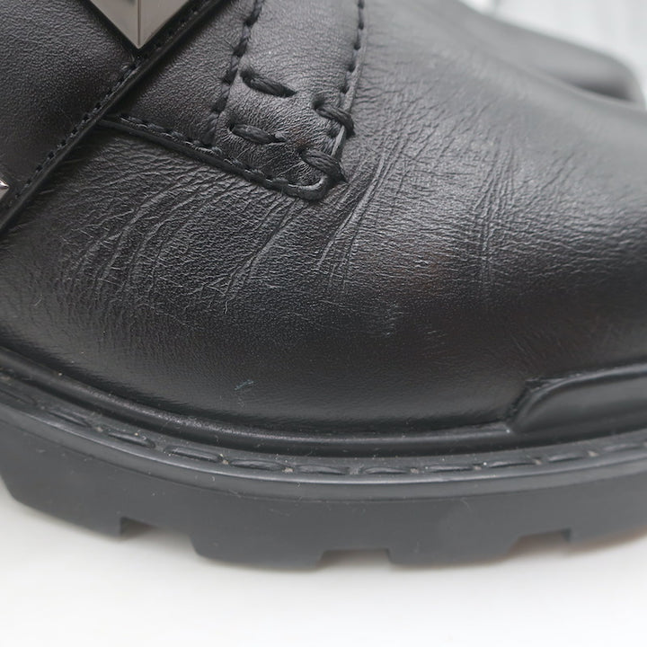 Valentino Roman Stud Combat Boots Black Leather Size 38.5