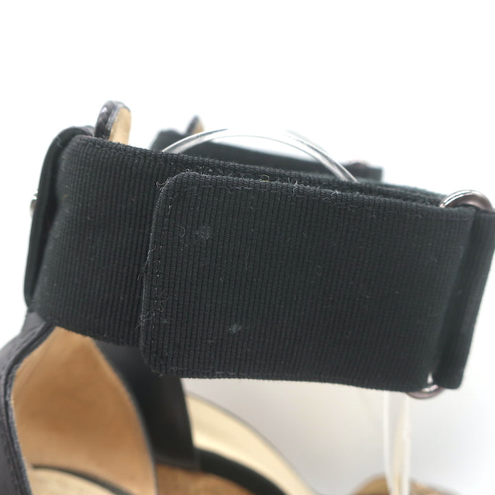 Jimmy Choo Neston Cork Wedge Sandals Snakeskin &amp; Black Leather Size 38.5