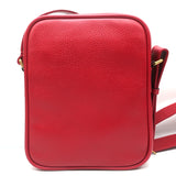 Gucci Logo Print Messenger Bag Red Grained Leather Small Crossbody NEW