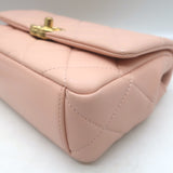 Chanel Pink Mini Flap Bag Lambskin Quilted CC Crystal Logo Chain