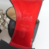 Christian Louboutin Myriadiam Studded Slide Sandals Black Leather Size 38.5 NEW