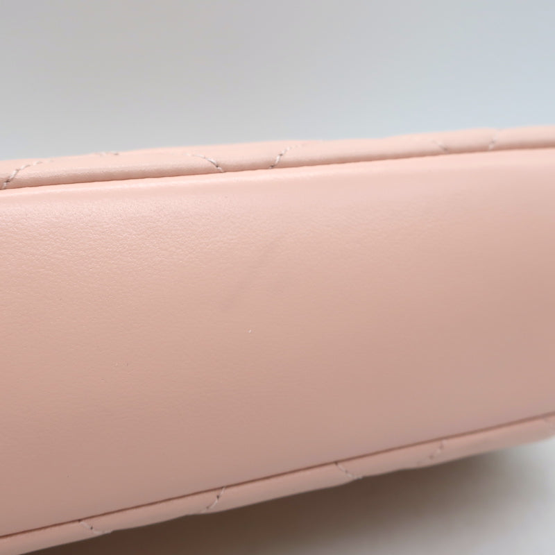 Chanel Pink Mini Flap Bag Lambskin Quilted CC Crystal Logo Chain