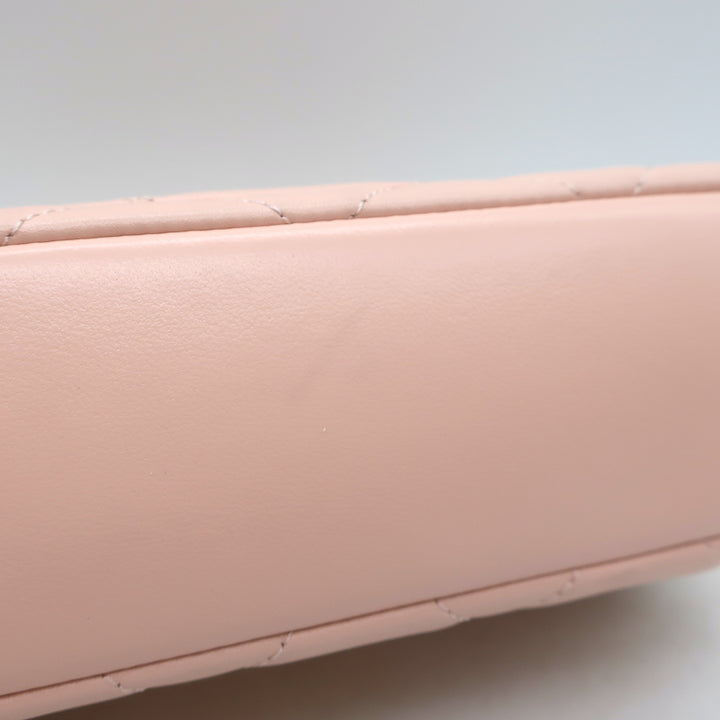 Chanel Pink Mini Flap Bag Lambskin Quilted CC Crystal Logo Chain