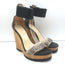 Jimmy Choo Neston Cork Wedge Sandals Snakeskin & Black Leather Size 38.5
