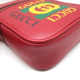 Gucci Logo Print Messenger Bag Red Grained Leather Small Crossbody NEW