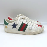Gucci Ace Star Low Top Sneakers White & Multicolor Metallic Leather Size 39