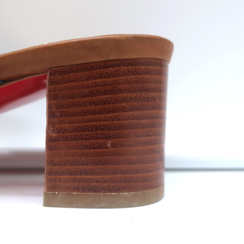 Christian Louboutin Sandenim Slide Sandals Size 37.5 Open Toe Heels