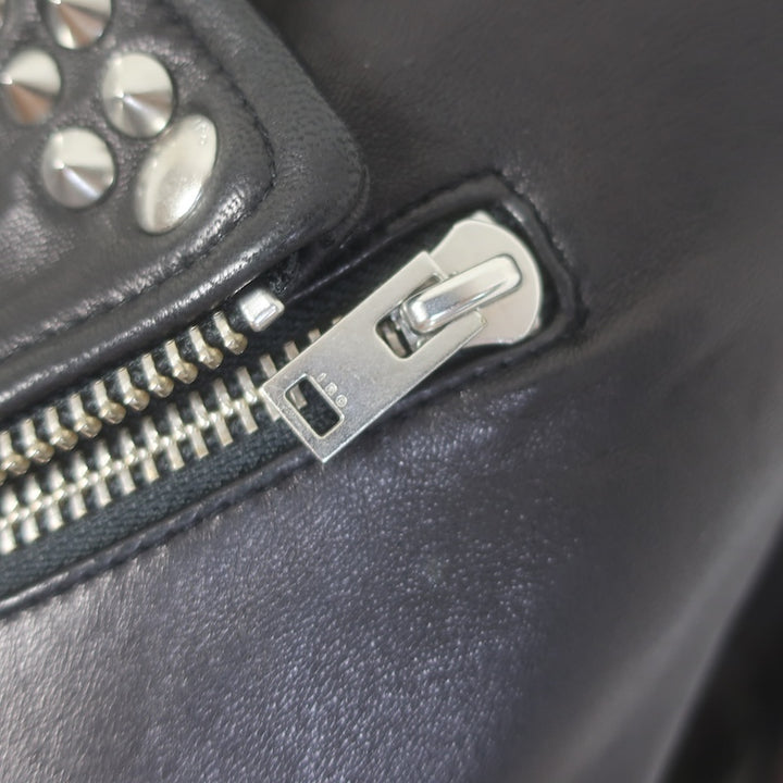 IRO Guaraspe Studded Leather Moto Jacket Black Size 38