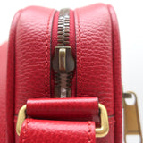 Gucci Logo Print Messenger Bag Red Grained Leather Small Crossbody NEW