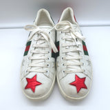 Gucci Ace Star Low Top Sneakers White & Multicolor Metallic Leather Size 39