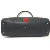 Gucci Web Blondie Interlocking GG Extra Large Bowler Bag Black Leather