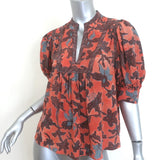Ulla Johnson Desdra Short Sleeve Top Amaryllis Printed Silk Size 4