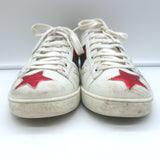 Gucci Ace Star Low Top Sneakers White & Multicolor Metallic Leather Size 39
