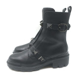 Valentino Roman Stud Combat Boots Black Leather Size 38.5