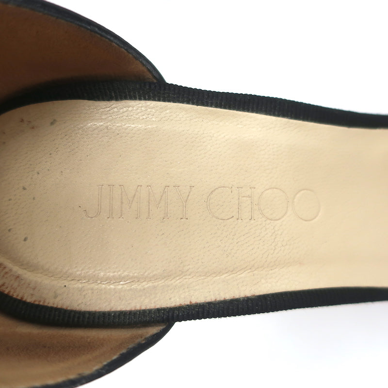 Jimmy Choo Neston Cork Wedge Sandals Snakeskin &amp; Black Leather Size 38.5