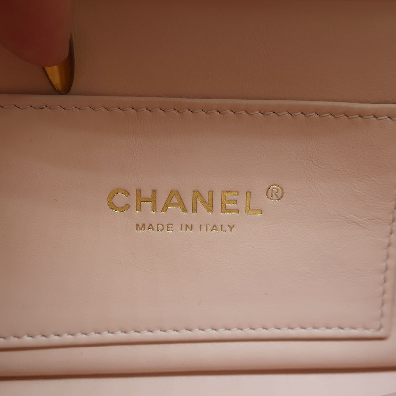 Chanel Pink Mini Flap Bag Lambskin Quilted CC Crystal Logo Chain