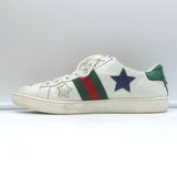 Gucci Ace Star Low Top Sneakers White & Multicolor Metallic Leather Size 39