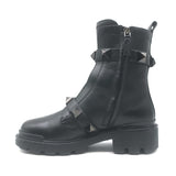 Valentino Roman Stud Combat Boots Black Leather Size 38.5