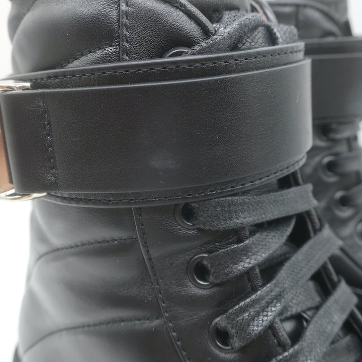 Givenchy Terra 4G Lace-Up Combat Boots Black Quilted Leather Size 37