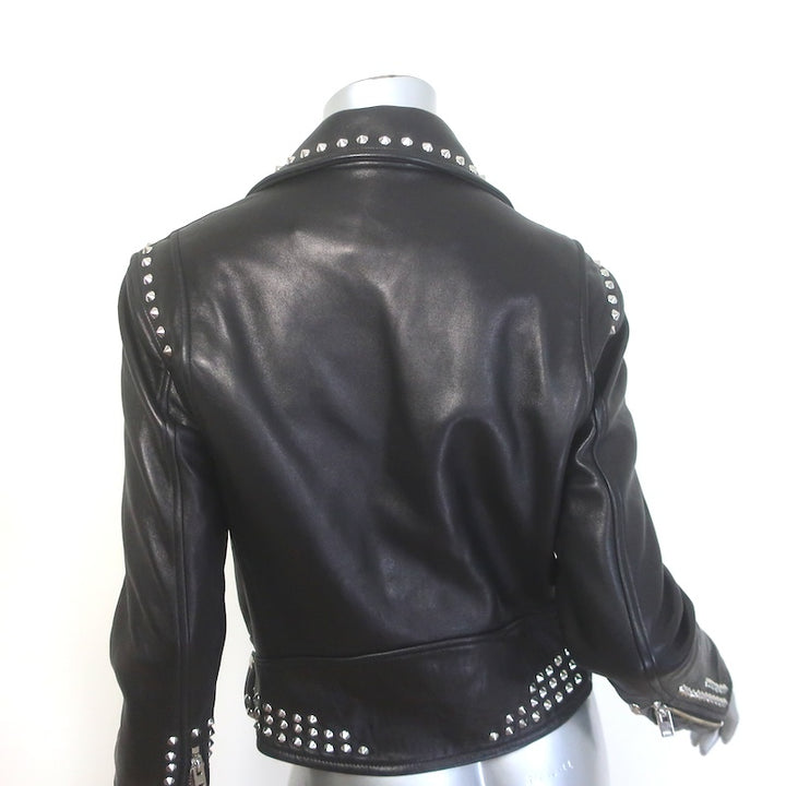 IRO Guaraspe Studded Leather Moto Jacket Black Size 38